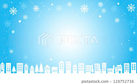 AI 影像：白雪皚皚的冬季城市景觀 128752716