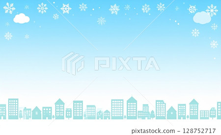 AI 影像：白雪皚皚的冬季城市景觀 128752717