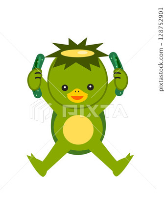 河童拿著黃瓜的插圖 128752901