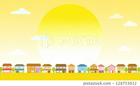 AI 圖像：黃昏時分的住宅區插圖 128753012