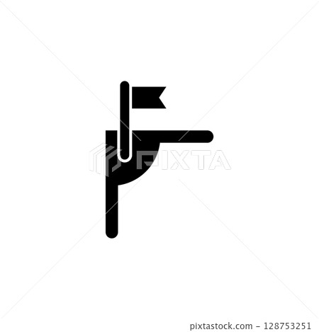 Icon of a corner flag commonly used in sports, representing a field corner or boundary marker. Icon of a corner flag commonly used in sports, representing a field corner or boundary marker. 128753251