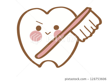 Tooth holding a toothbrush 128753606