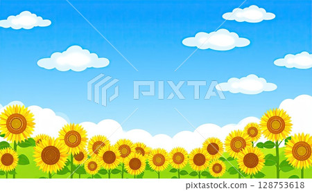 AI 影像:藍天與盛開的向日葵 AI 影像:藍天與盛開的向日葵 128753618