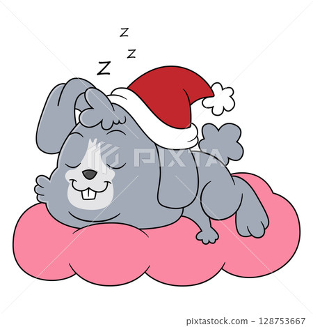 rabbit sleeping isolated on white background of illustration rabbit sleeping isolated on white background of illustration 128753667