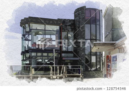 水彩畫風格 德島眉山索道山頂觀景台 德島縣德島市 128754346