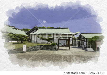 Watercolor style Tokushima Castle ruins Tokushima Castle Museum Tokushima City, Tokushima Prefecture 128754430