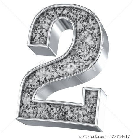 golden number set with silver metal ring 128754617