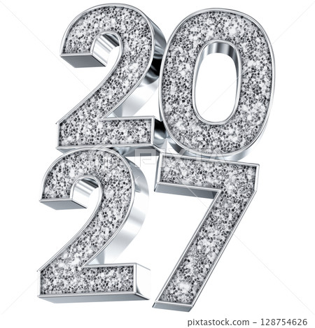silver number 2027 3d render silver number 2027 3d render 128754626