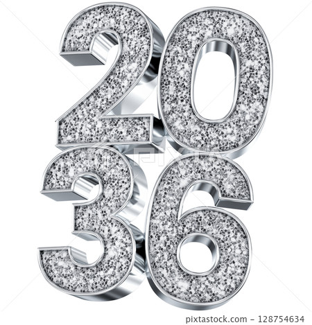 silver number 2036 3d render silver number 2036 3d render 128754634