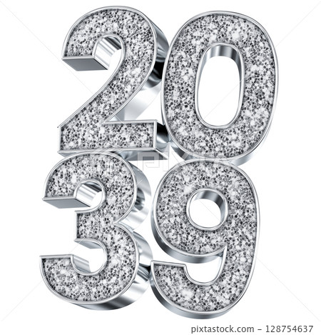 silver number 2039 3d render 128754637