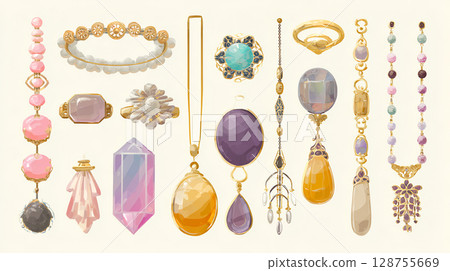 豐富多彩的配件插圖 豐富多彩的配件插圖 128755669