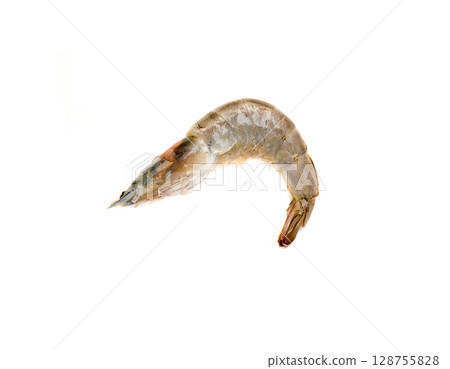 Raw shrimp isolated on a white background. 128755828