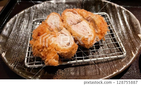 Crispy pork cutlet at a high-end Japanese restaurant Crispy pork cutlet at a high-end Japanese restaurant 128755887