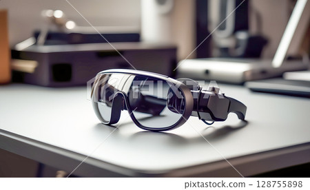 Augmented or Virtual Reality Glasses on the Desktop Augmented or Virtual Reality Glasses on the Desktop 128755898