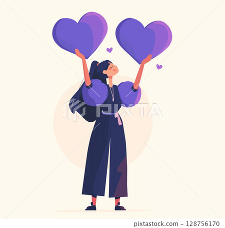 女人表達愛意的插畫 | 積極的生活方式 128756170
