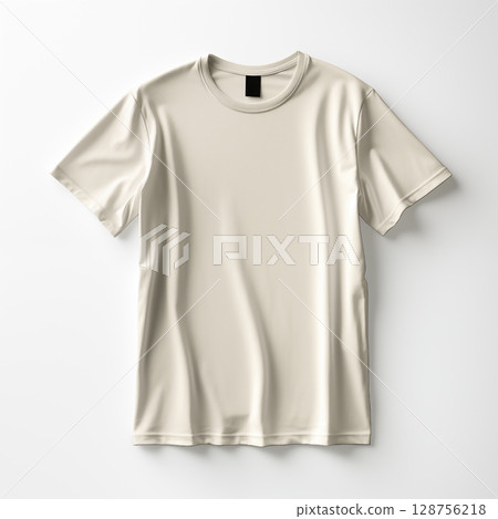 cream colored t-shirt on a white background 128756218