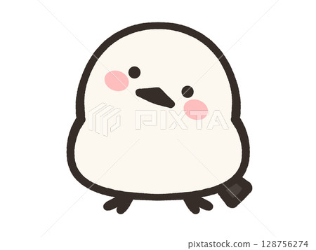 Illustration of a long-tailed tit tilting its head Illustration of a long-tailed tit tilting its head 128756274