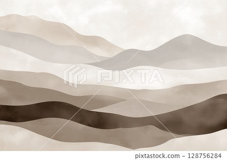 Monochromatic Abstract Wall Art with Layered Off-White Tones and Subtle Canvas Texture 128756284