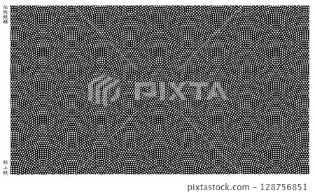 以木版畫風格描繪日本傳統「鯊魚圖案」的日本千代紙 以木版畫風格描繪日本傳統「鯊魚圖案」的日本千代紙 128756851