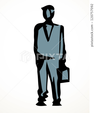 Vector drawing. Standing businessman sign Vector drawing. Standing businessman sign 128757092