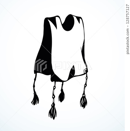 Vector drawing. Jewish clothing tzitzit 128757127