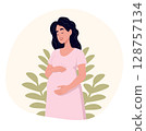 Maternity and pregnancy. Pregnant woman illustration. Vector illustration in flat style. 128757134
