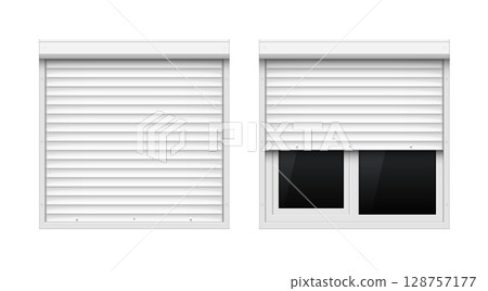 Roller shutters windows closed open control. Security roller window exterior privacy house modern Roller shutters windows closed open control. Security roller window exterior privacy house modern 128757177