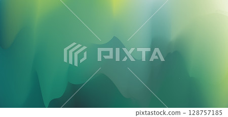 Green and blue smooth abstract gradient background with fluid wave shapes and soft light blend for 128757185