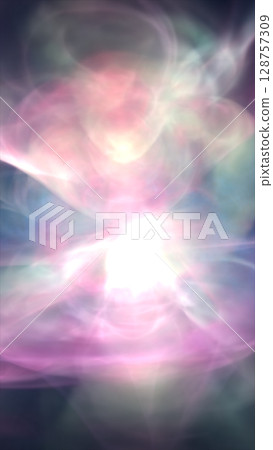 Ethereal purple and pink glowing mist swirling in abstract light formation Ethereal purple and pink glowing mist swirling in abstract light formation 128757309
