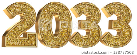 Number 2033 Gold 3D Render 128757508