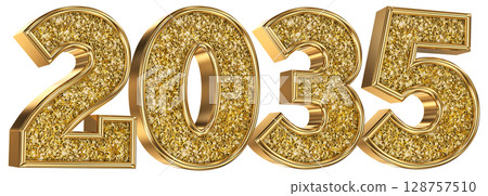 Number 2035 Gold 3D Render 128757510