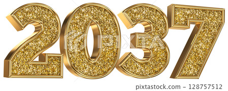 Number 2037 Gold 3D Render 128757512