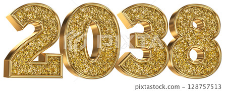 Number 2038Gold 3D Render 128757513