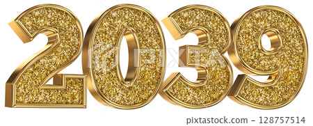 Number 2039 Gold 3D Render 128757514