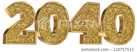 Number 2040 Gold 3D Render 128757515