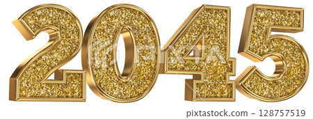 Number 2045 Gold 3D Render Number 2045 Gold 3D Render 128757519