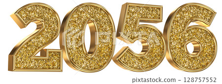 Number 2056 Gold 3D Render 128757552