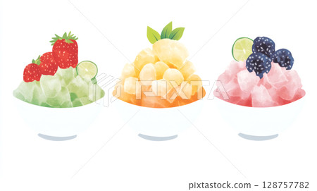 Colorful fruit shaved ice illustration 128757782