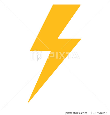 Borderless yellow lightning bolt icon Borderless yellow lightning bolt icon 128758046