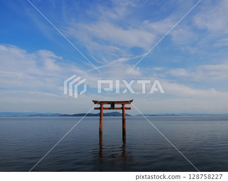 漂浮在琵琶湖上的白須神社（滋賀郡）鳥居 128758227