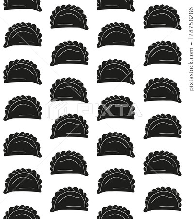 Vector seamless pattern of hand drawn dumpling 128758286