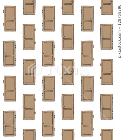 Vector seamless pattern of hand drawn colored door 128758296