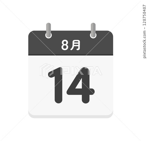 August 14 daily calendar icon - Illustration material of a Japanese calendar with the date 8/14 August 14 daily calendar icon - Illustration material of a Japanese calendar with the date 8/14 128758487
