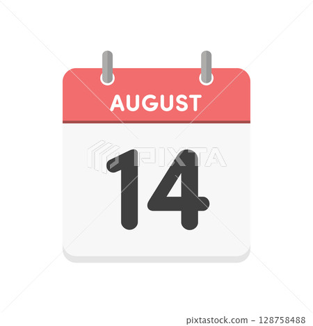 8月14日,8月14日每日日曆圖示 - 帶有日期8/14的日曆資料 8月14日,8月14日每日日曆圖示 - 帶有日期8/14的日曆資料 128758488