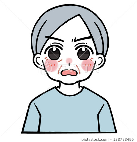 一位老人臉上非常憤怒的插圖 一位老人臉上非常憤怒的插圖 128758496