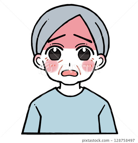 一位老人臉色通紅、愁眉苦臉的插圖 一位老人臉色通紅、愁眉苦臉的插圖 128758497