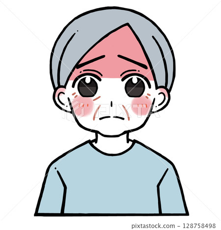 Illustration of a sad old man with a red face Illustration of a sad old man with a red face 128758498