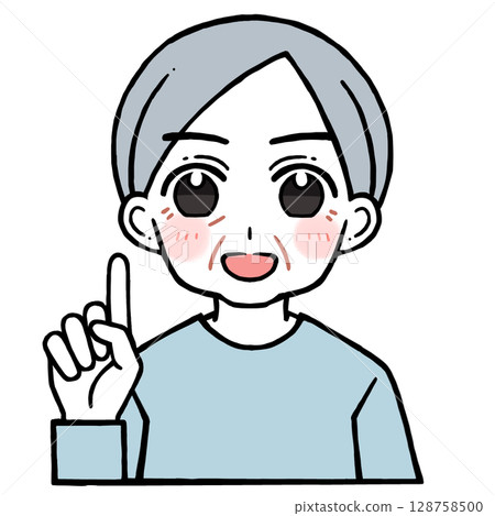 Illustration of an old man giving a 1 Illustration of an old man giving a 1 128758500