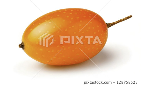 Vibrant orange fruit with unique texture displayed on white background 128758525