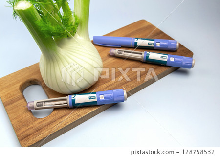 Ozempic Insulin injection pen and fennel vegetable root for diabetics and weight loss. Ozempic Insulin injection pen and fennel vegetable root for diabetics and weight loss. 128758532